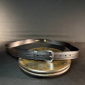 Lawpro Garrison Belt Size 52" Off-Duty Belt Basketweave Black Leather Nickel